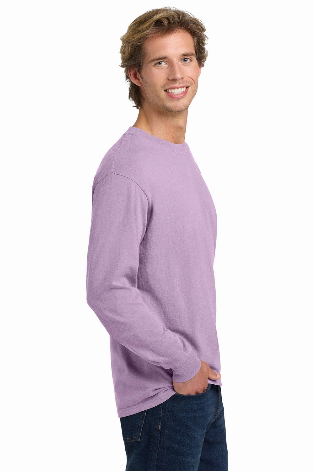 Comfort Colors Mens Long Sleeve Crewneck T-Shirt - Orchid Purple