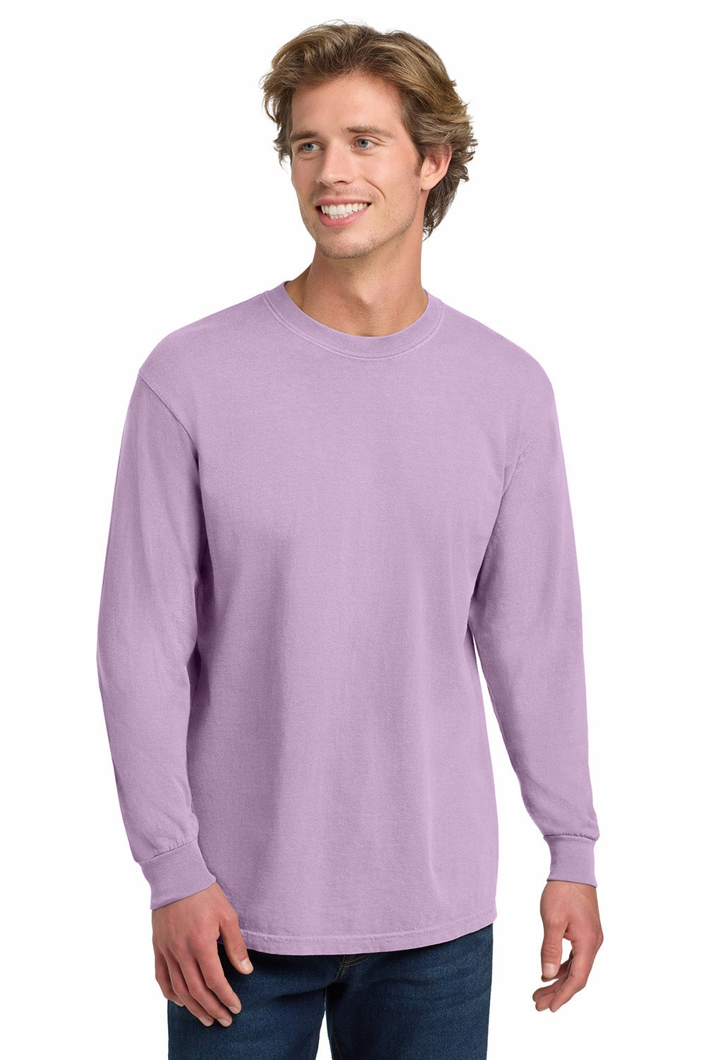 Comfort Colors Mens Long Sleeve Crewneck T-Shirt - Orchid Purple