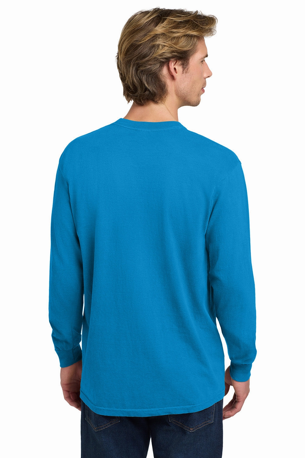 Comfort Colors Mens Long Sleeve Crewneck T-Shirt - Royal Caribe