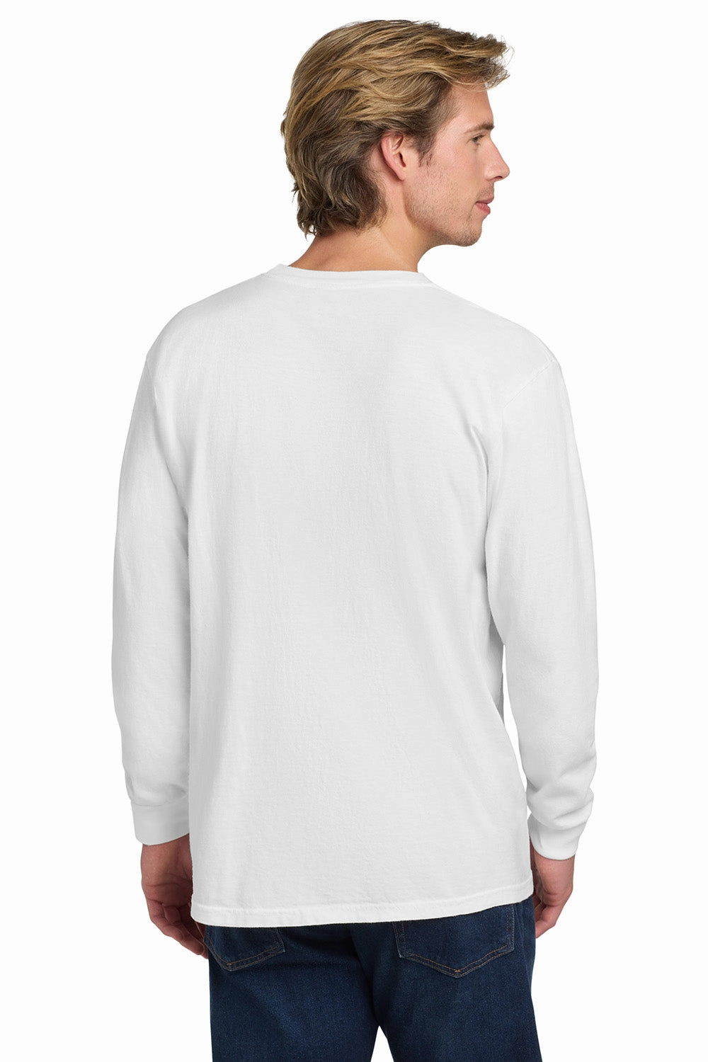 Comfort Colors Mens Long Sleeve Crewneck T-Shirt - White