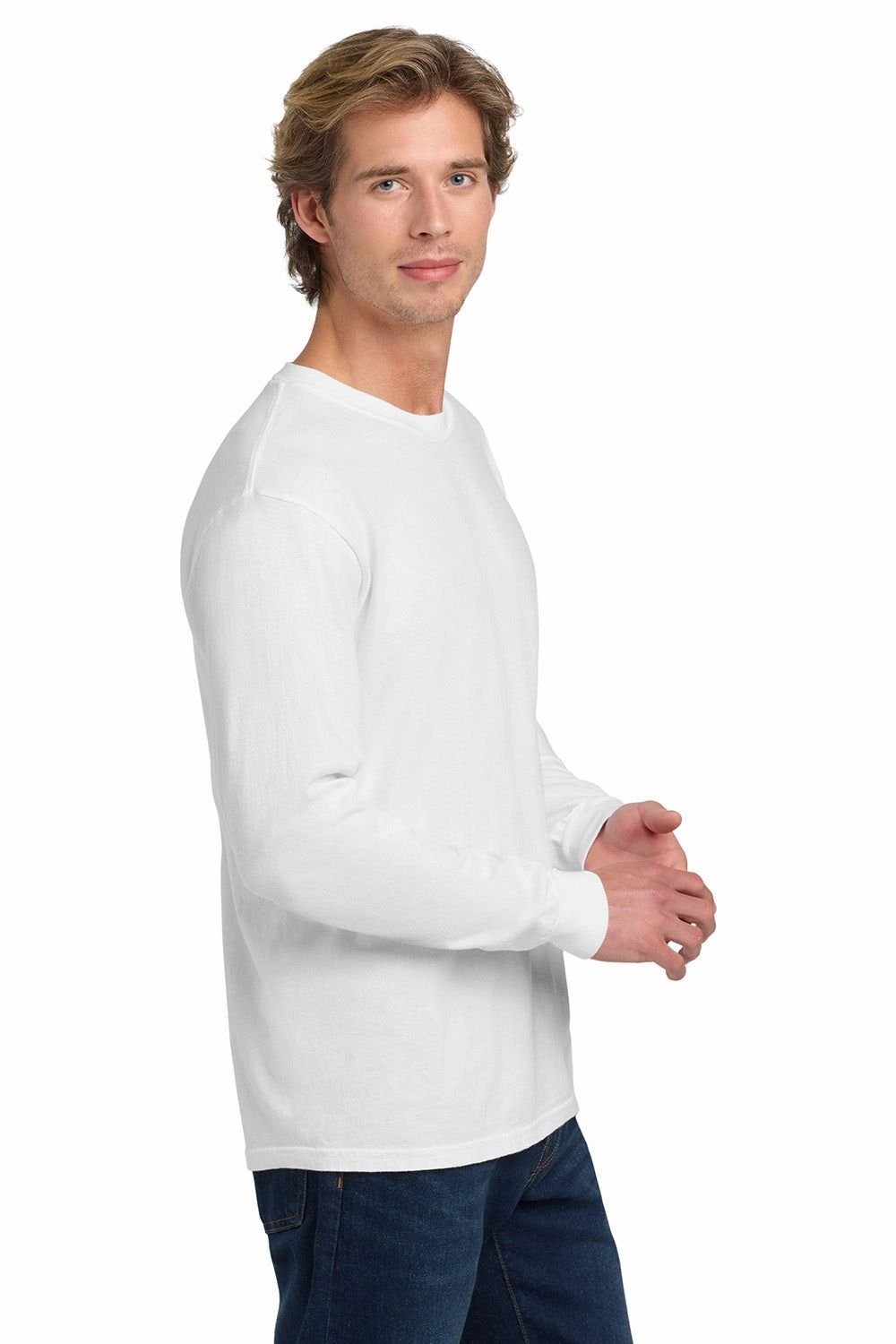 Comfort Colors Mens Long Sleeve Crewneck T-Shirt - White