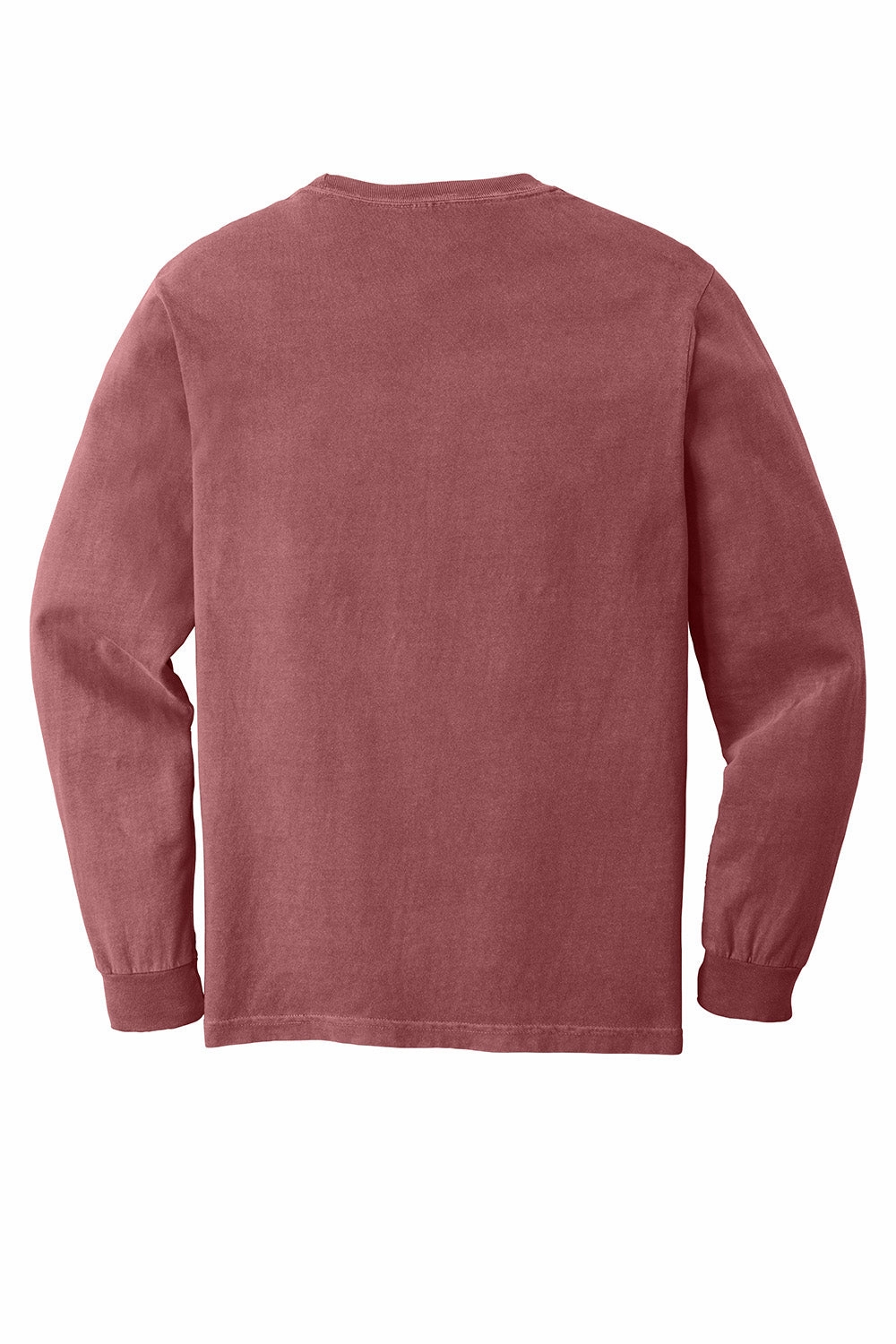 Comfort Colors Mens Long Sleeve Crewneck T-Shirt w/ Pocket - Brick Red