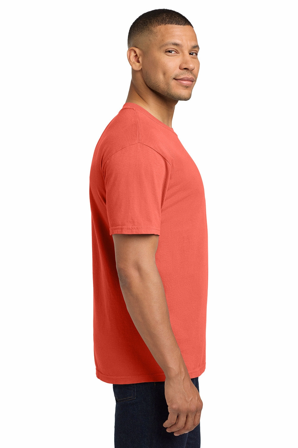 Comfort Colors Mens Short Sleeve Crewneck T-Shirt w/ Pocket - Bright Salmon