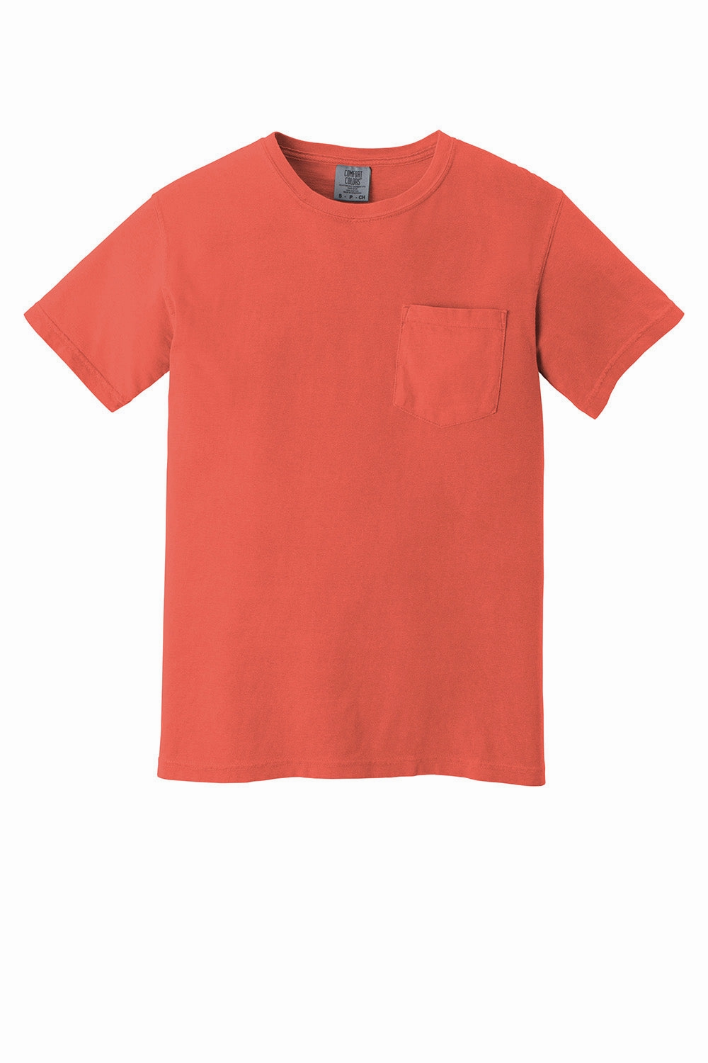 Comfort Colors Mens Short Sleeve Crewneck T-Shirt w/ Pocket - Bright Salmon