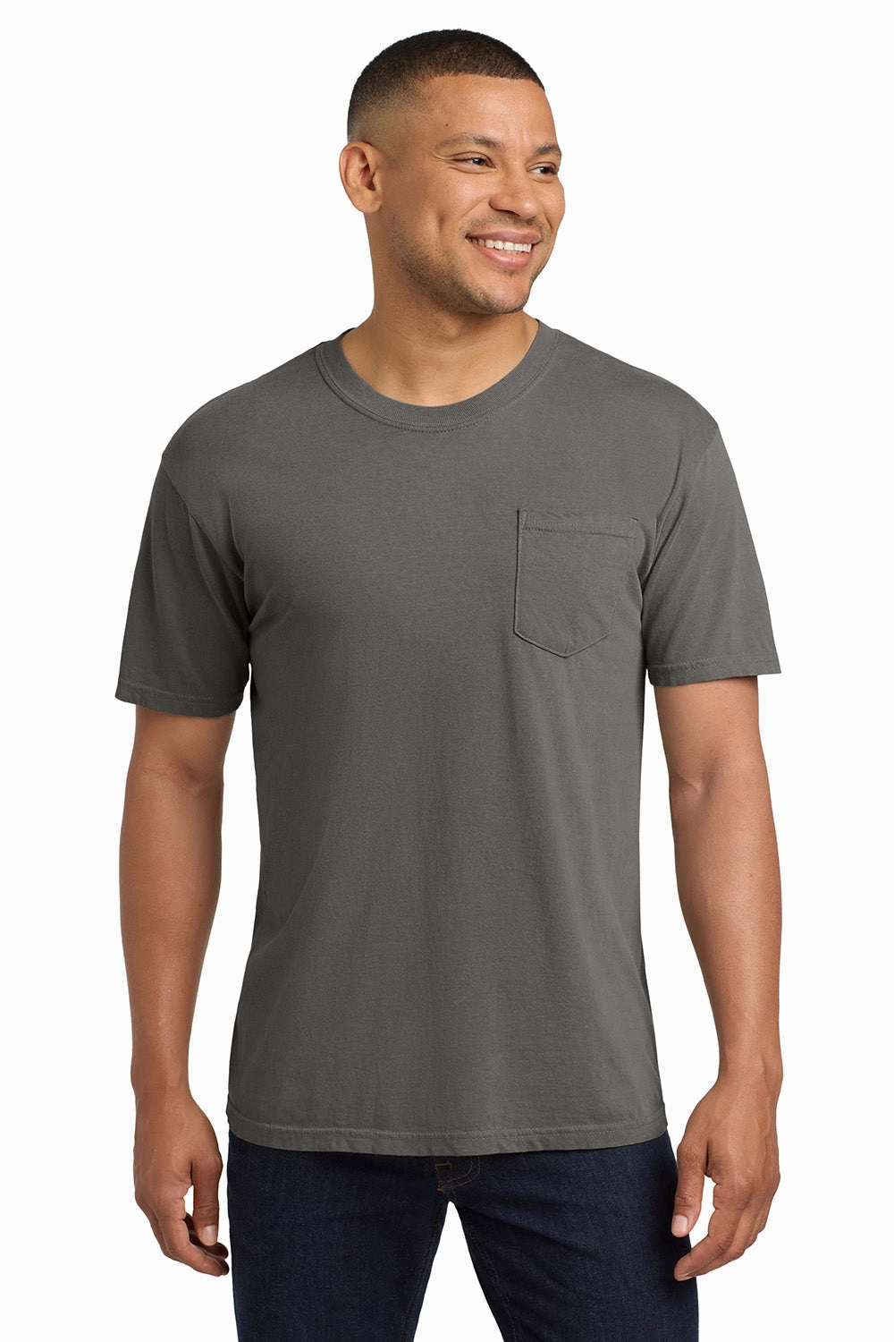 Comfort Colors Mens Short Sleeve Crewneck T-Shirt w/ Pocket - Grey