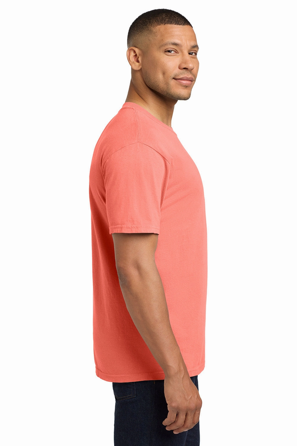Comfort Colors Mens Short Sleeve Crewneck T-Shirt w/ Pocket - Neon Red Orange