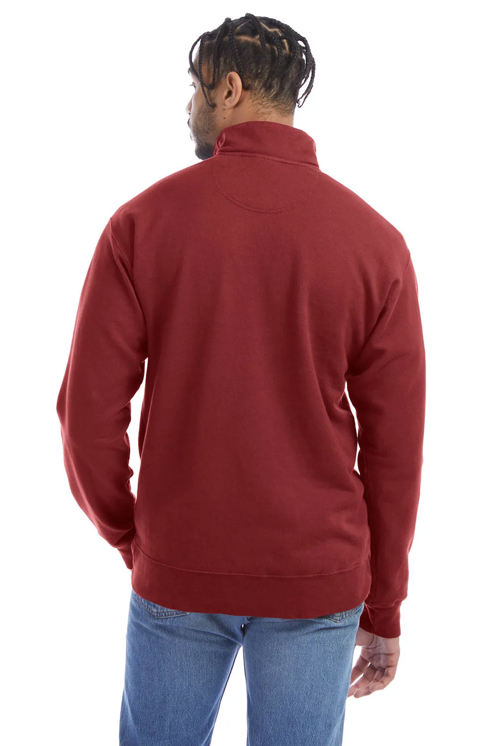 ComfortWash By Hanes Mens 1/4 Zip Sweatshirt - Cayenne Red