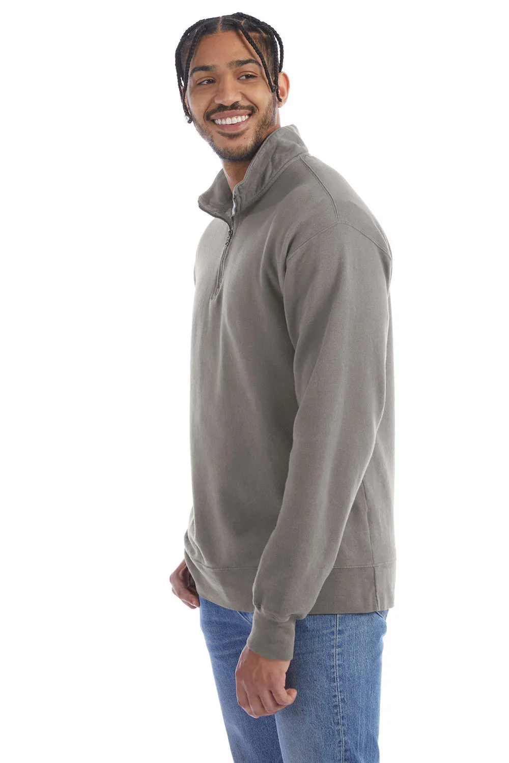 ComfortWash By Hanes Mens 1/4 Zip Sweatshirt - Concrete Grey