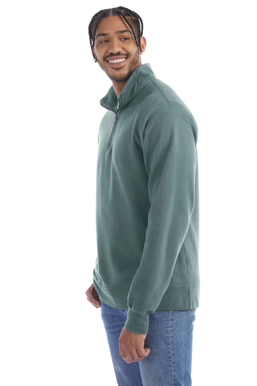 ComfortWash By Hanes Mens 1/4 Zip Sweatshirt - Cypress Green