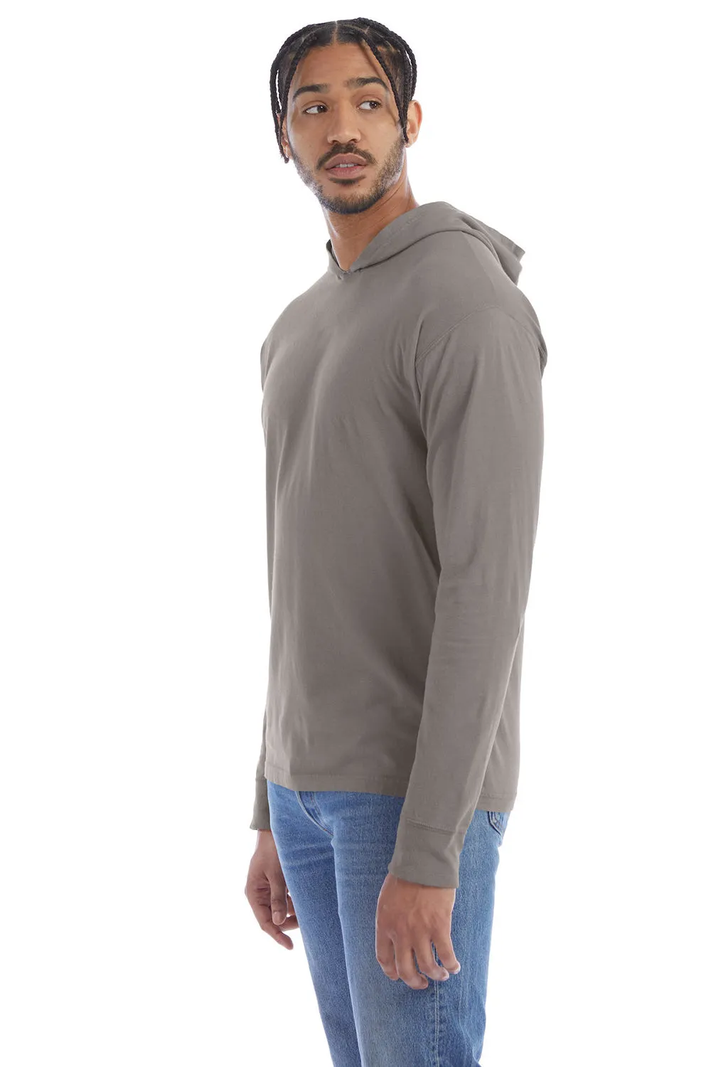 ComfortWash By Hanes Mens Jersey Long Sleeve Hooded T-Shirt Hoodie - Concrete Grey