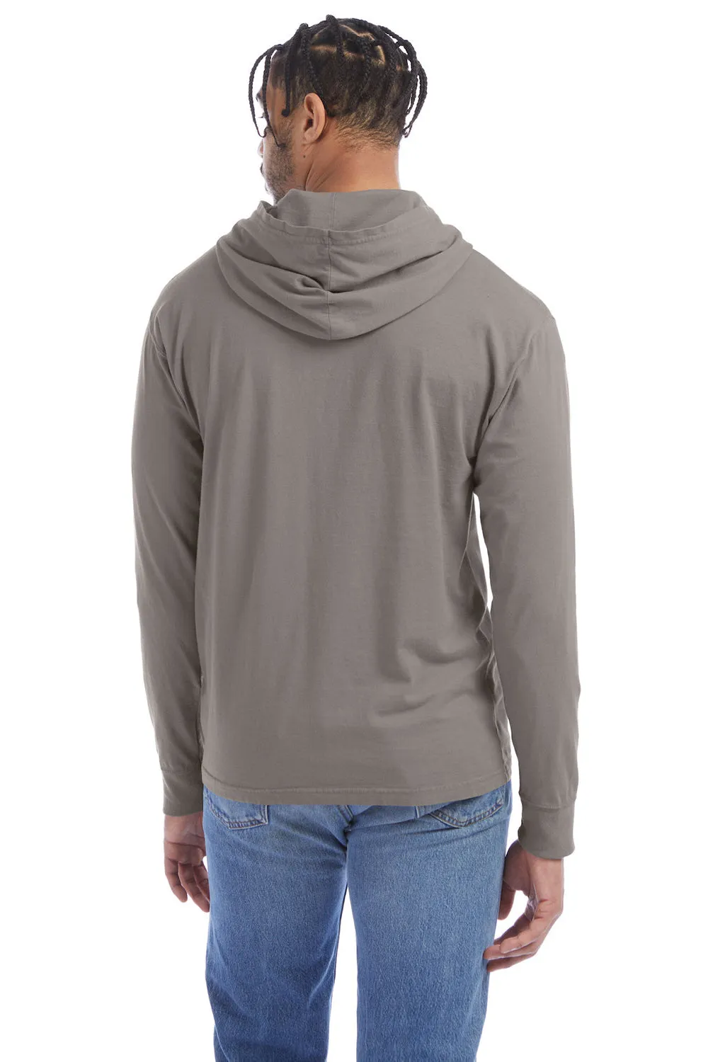 ComfortWash By Hanes Mens Jersey Long Sleeve Hooded T-Shirt Hoodie - Concrete Grey