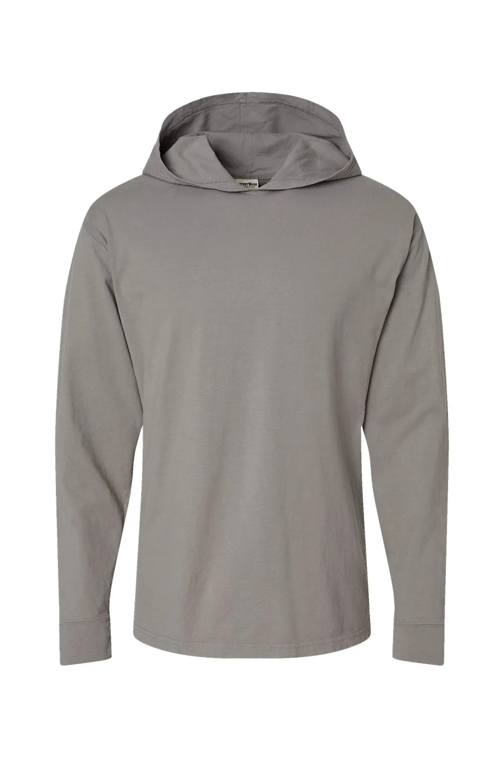 ComfortWash By Hanes Mens Jersey Long Sleeve Hooded T-Shirt Hoodie - Concrete Grey
