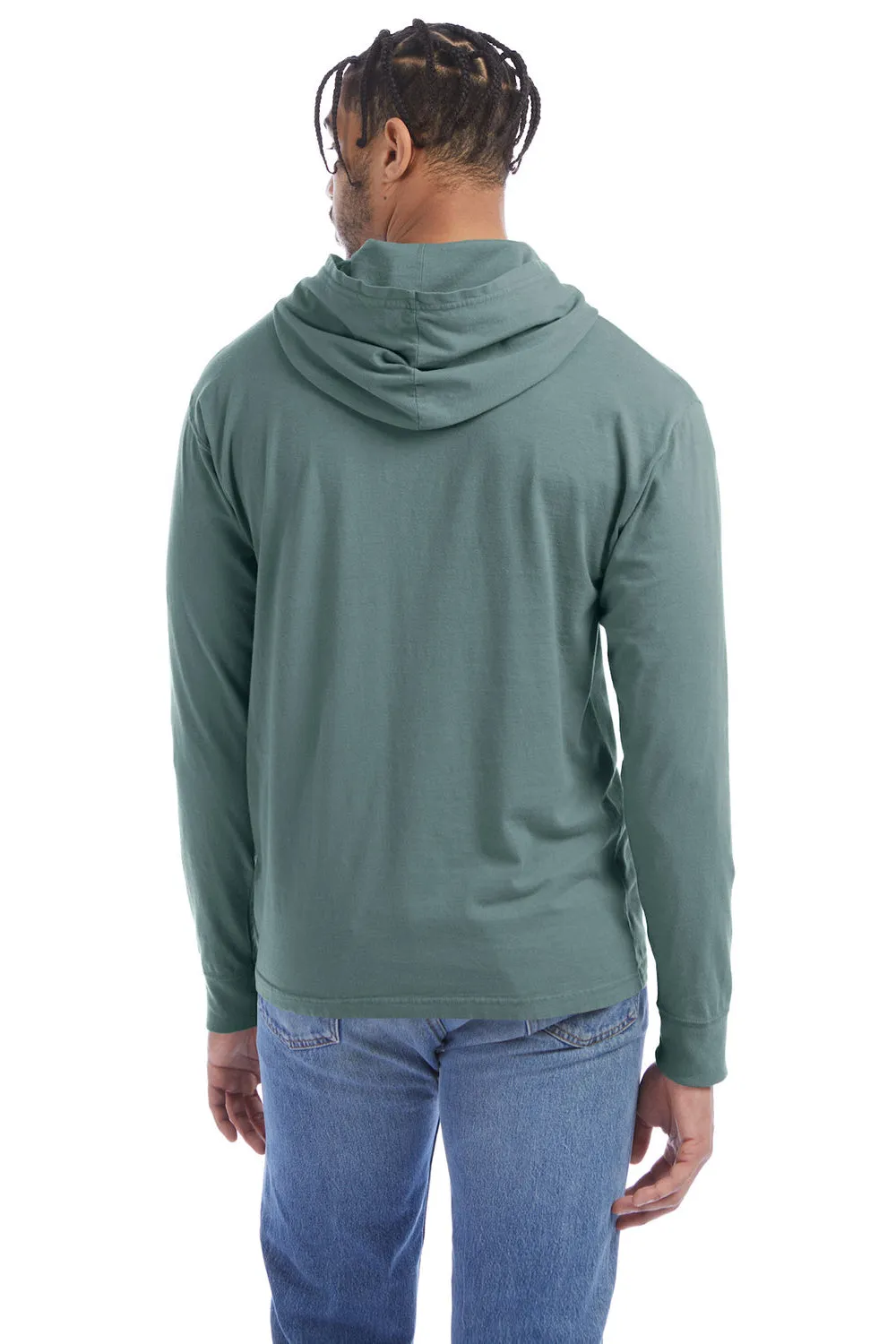 ComfortWash By Hanes Mens Jersey Long Sleeve Hooded T-Shirt Hoodie - Cypress Green