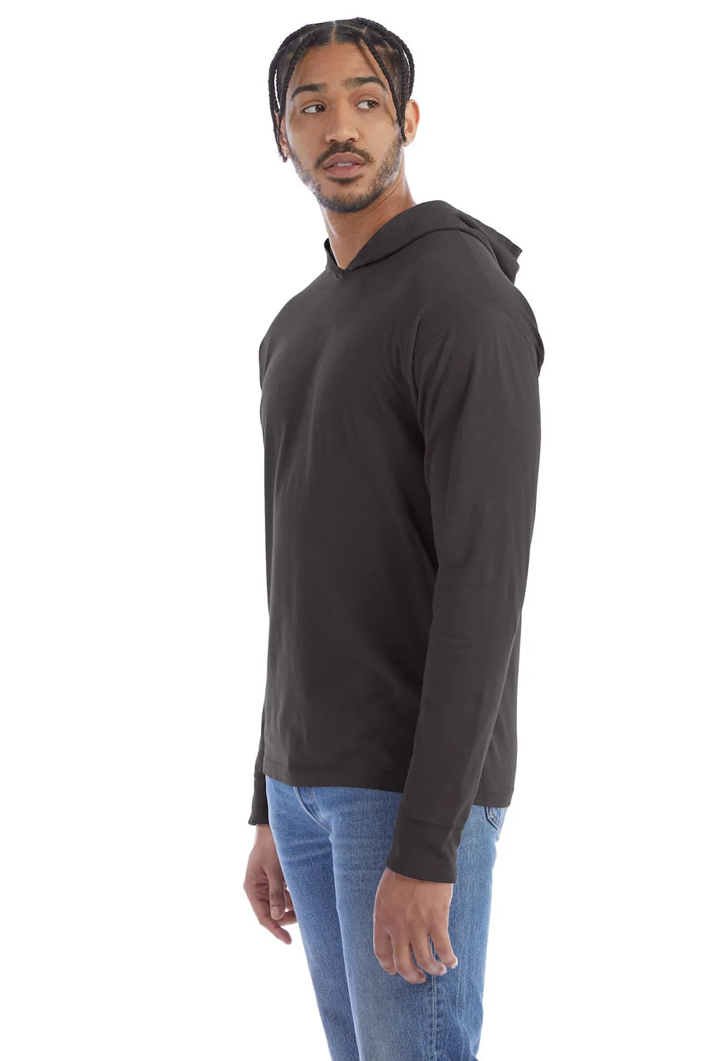 ComfortWash By Hanes Mens Jersey Long Sleeve Hooded T-Shirt Hoodie - Railroad Grey