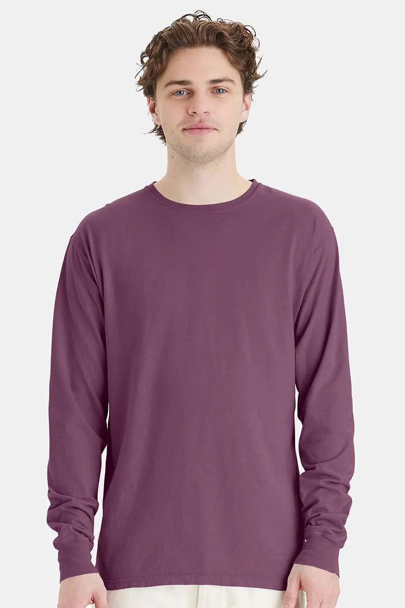 ComfortWash By Hanes Mens Long Sleeve Crewneck T-Shirt - Purple Plum Raisin