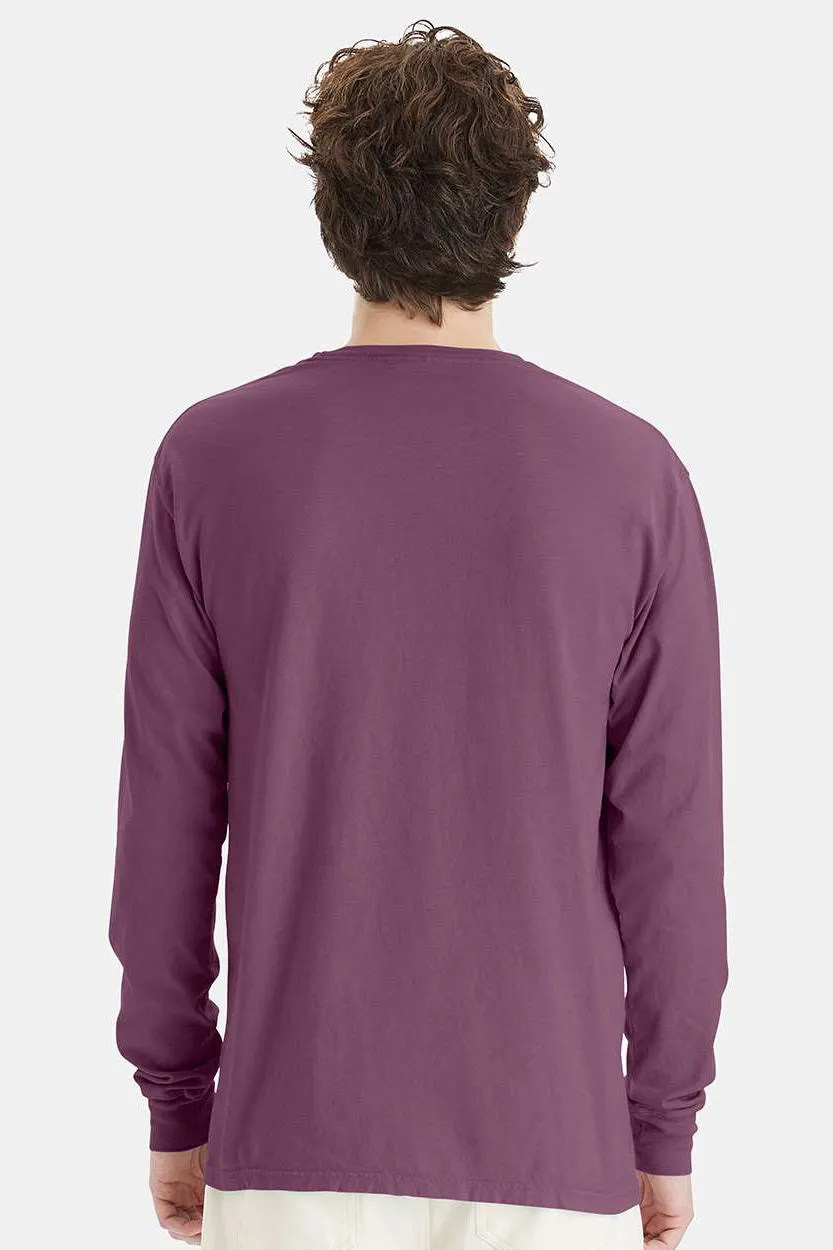 ComfortWash By Hanes Mens Long Sleeve Crewneck T-Shirt - Purple Plum Raisin
