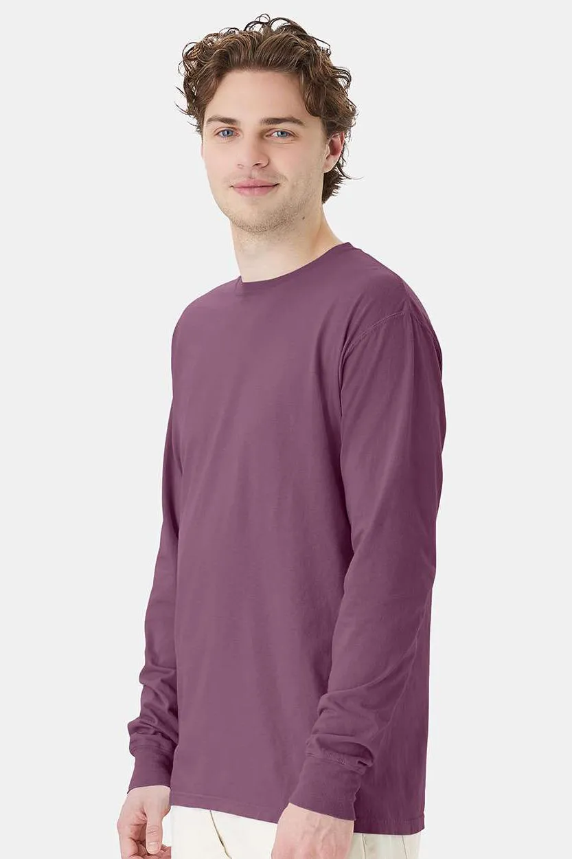 ComfortWash By Hanes Mens Long Sleeve Crewneck T-Shirt - Purple Plum Raisin