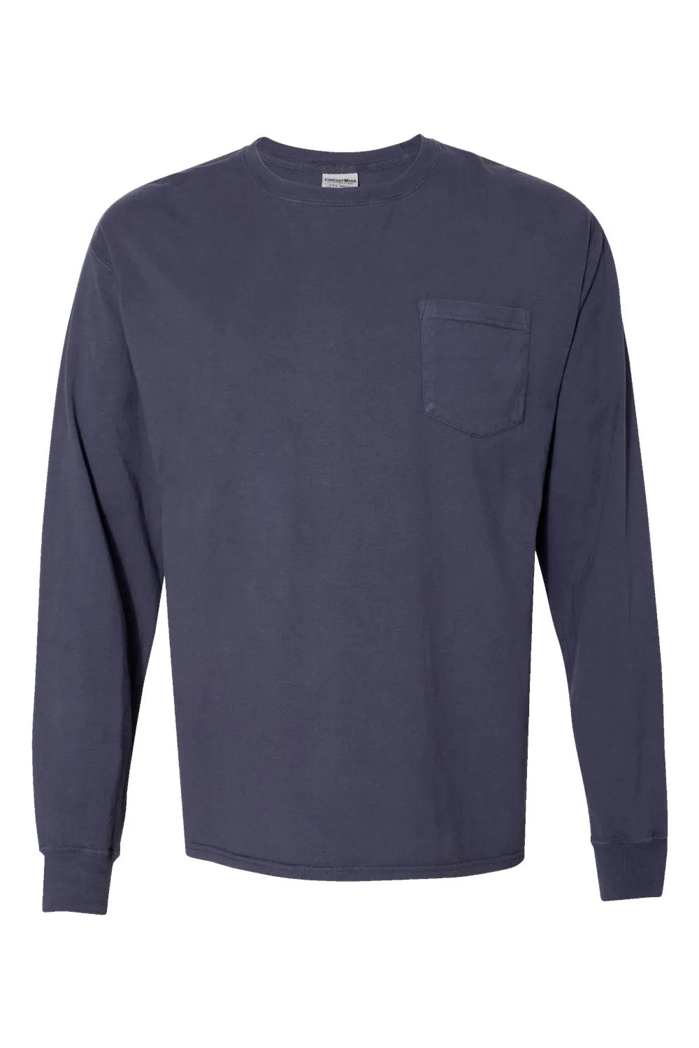 ComfortWash By Hanes Mens Long Sleeve Crewneck T-Shirt w/ Pocket - Anchor Slate Blue