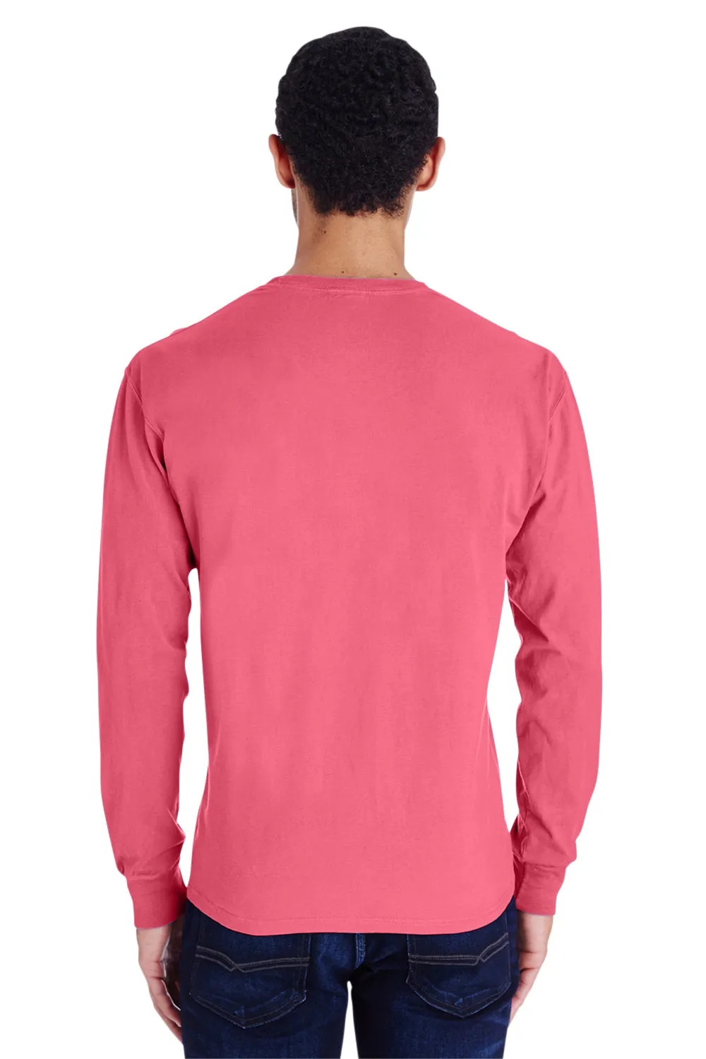 ComfortWash By Hanes Mens Long Sleeve Crewneck T-Shirt w/ Pocket - Crimson Fall