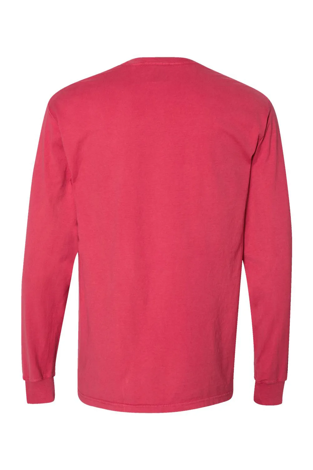 ComfortWash By Hanes Mens Long Sleeve Crewneck T-Shirt w/ Pocket - Crimson Fall