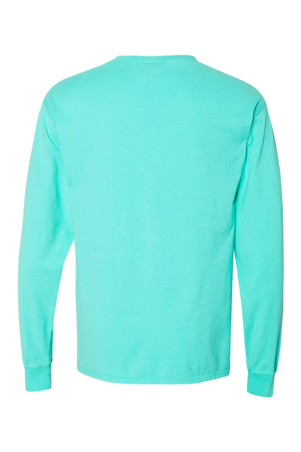 ComfortWash By Hanes Mens Long Sleeve Crewneck T-Shirt w/ Pocket - Mint Green - Closeout