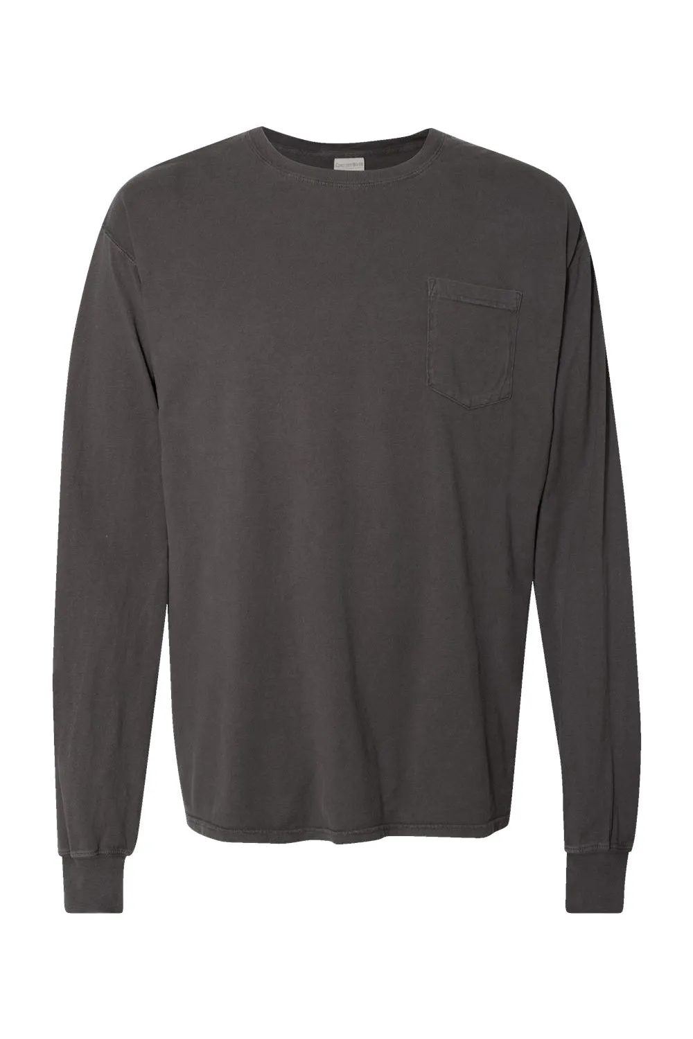 ComfortWash By Hanes Mens Long Sleeve Crewneck T-Shirt w/ Pocket - Railroad Grey