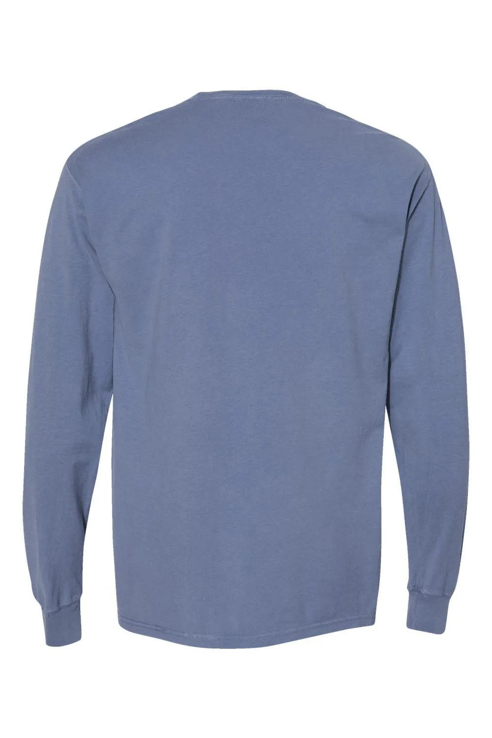 ComfortWash By Hanes Mens Long Sleeve Crewneck T-Shirt w/ Pocket - Saltwater Blue