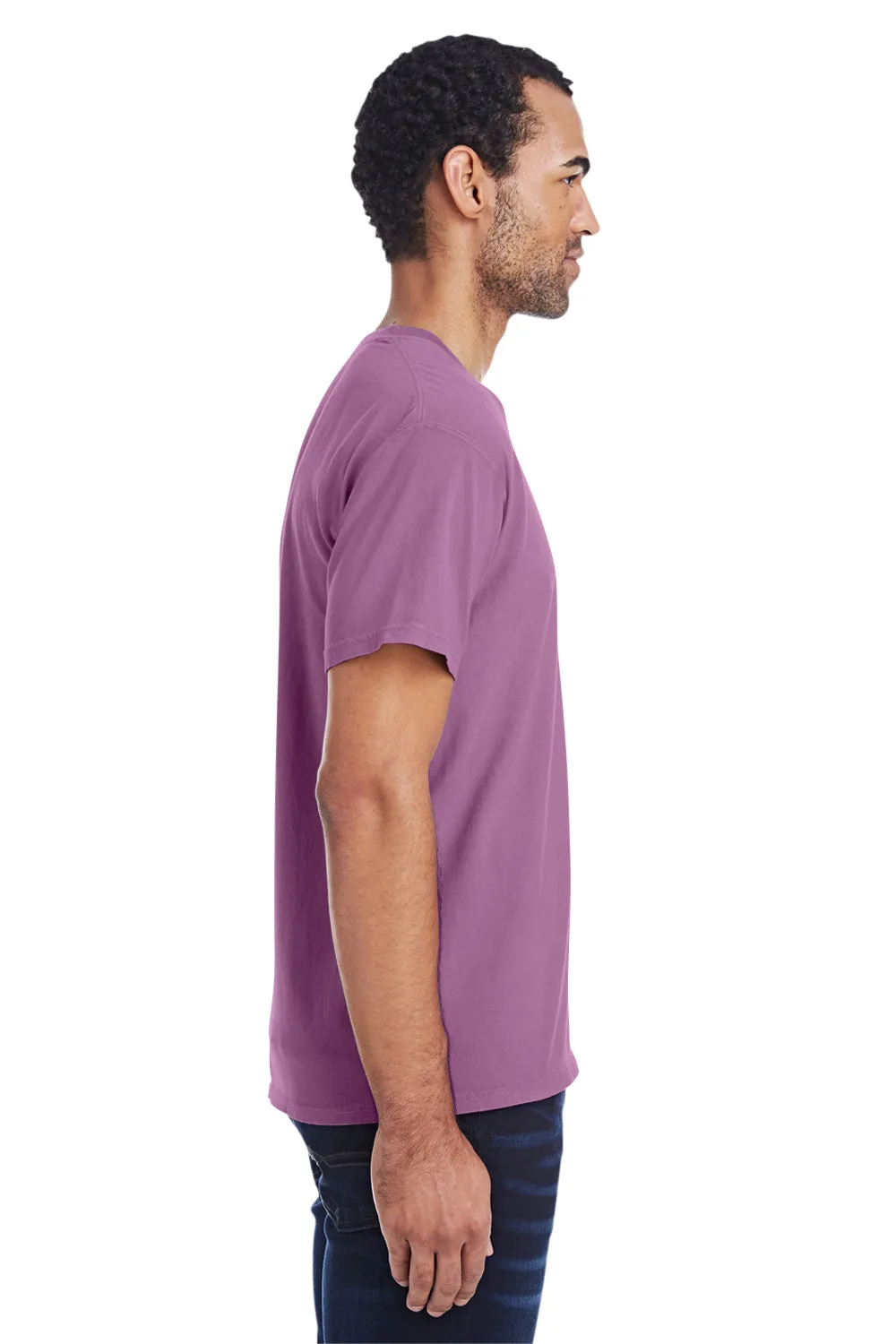 ComfortWash By Hanes Mens Short Sleeve Crewneck T-Shirt w/ Pocket - Plum Purple