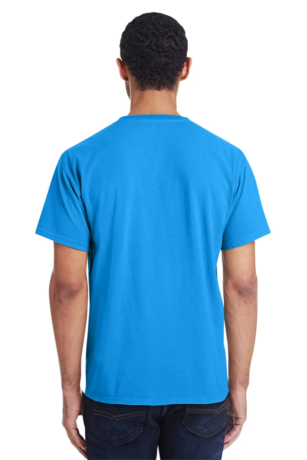 ComfortWash By Hanes Mens Short Sleeve Crewneck T-Shirt w/ Pocket - Summer Sky Blue