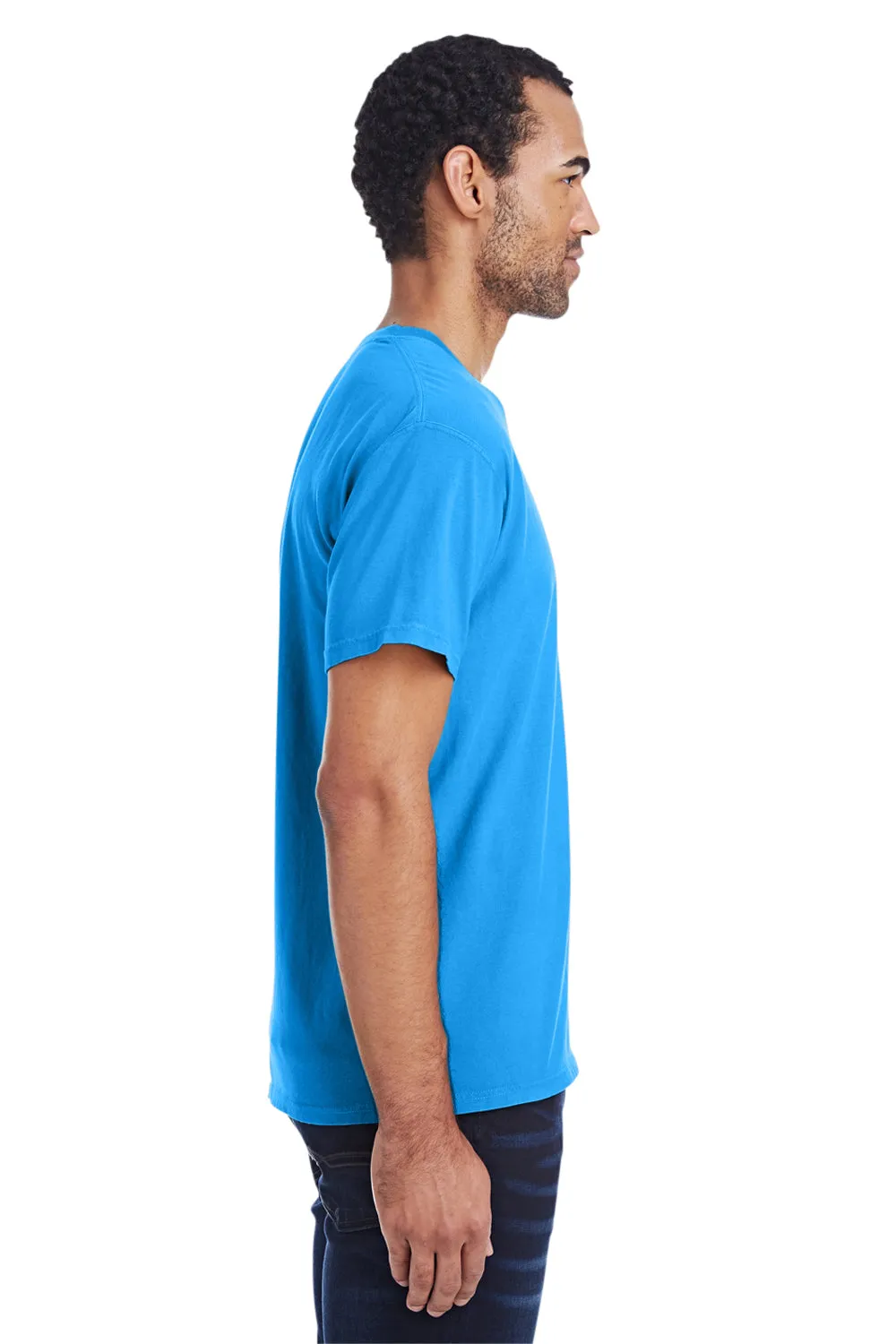ComfortWash By Hanes Mens Short Sleeve Crewneck T-Shirt w/ Pocket - Summer Sky Blue