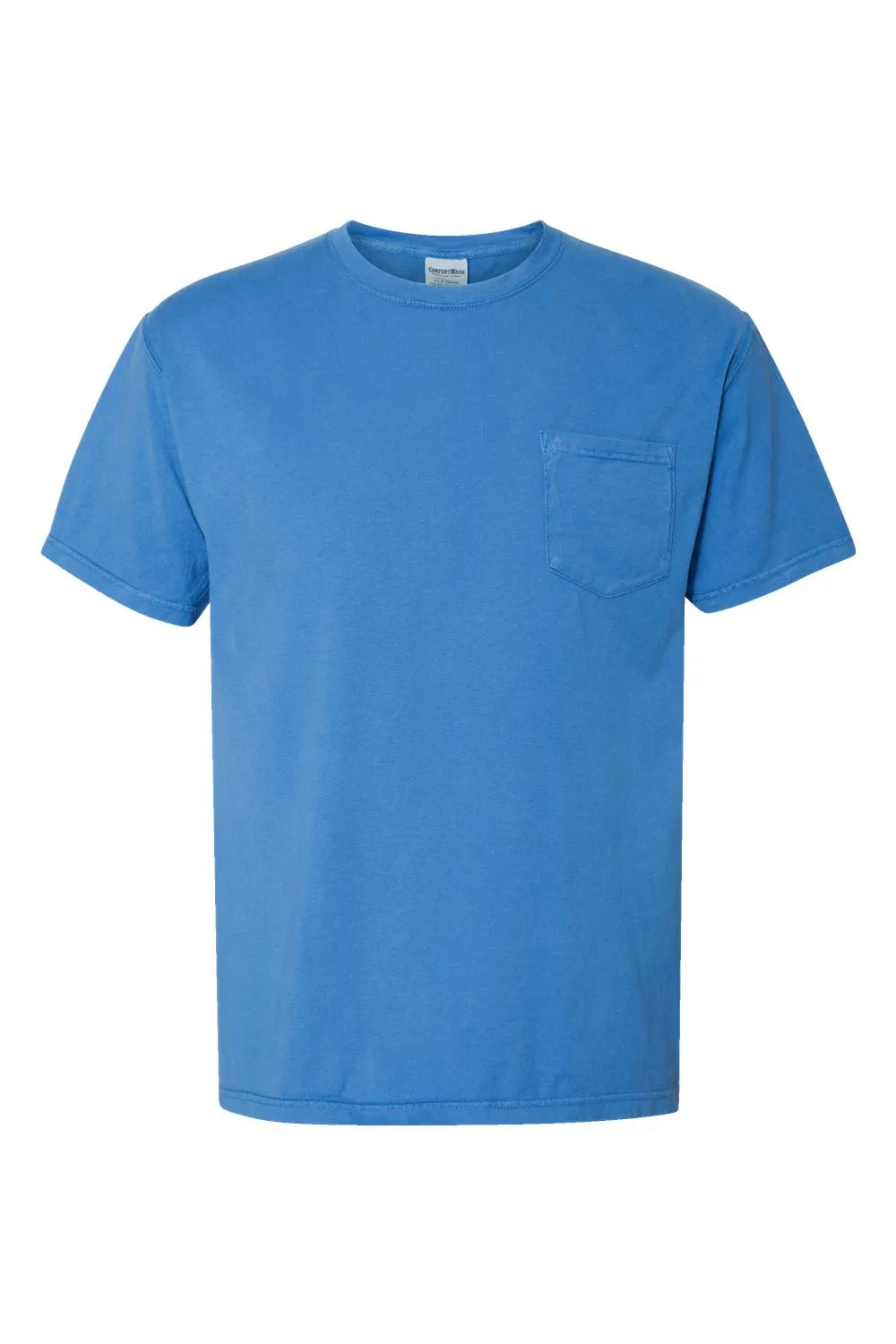 ComfortWash By Hanes Mens Short Sleeve Crewneck T-Shirt w/ Pocket - Summer Sky Blue