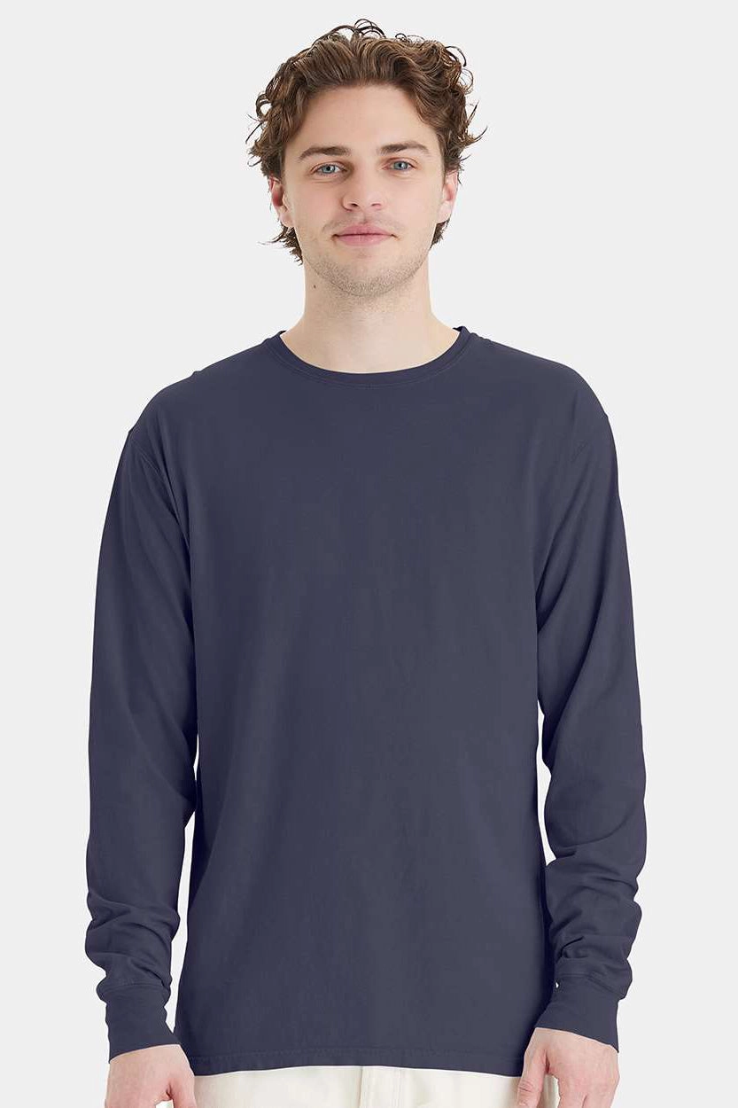 ComfortWash By Hanes Mens Long Sleeve Crewneck T-Shirt - Anchor Slate Blue