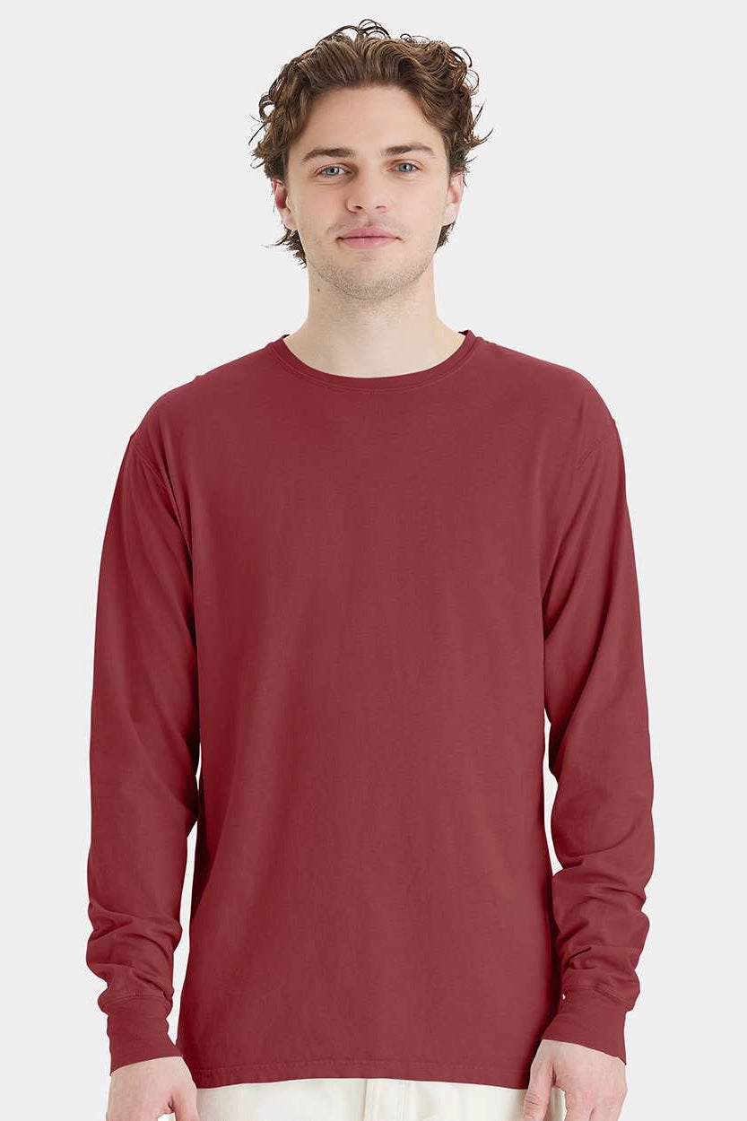 ComfortWash By Hanes Mens Long Sleeve Crewneck T-Shirt - Cayenne Red