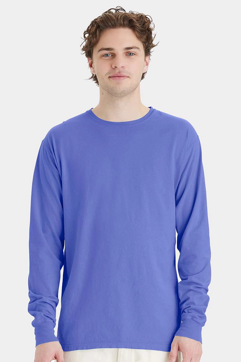 ComfortWash By Hanes Mens Long Sleeve Crewneck T-Shirt - Deep Forte Purple
