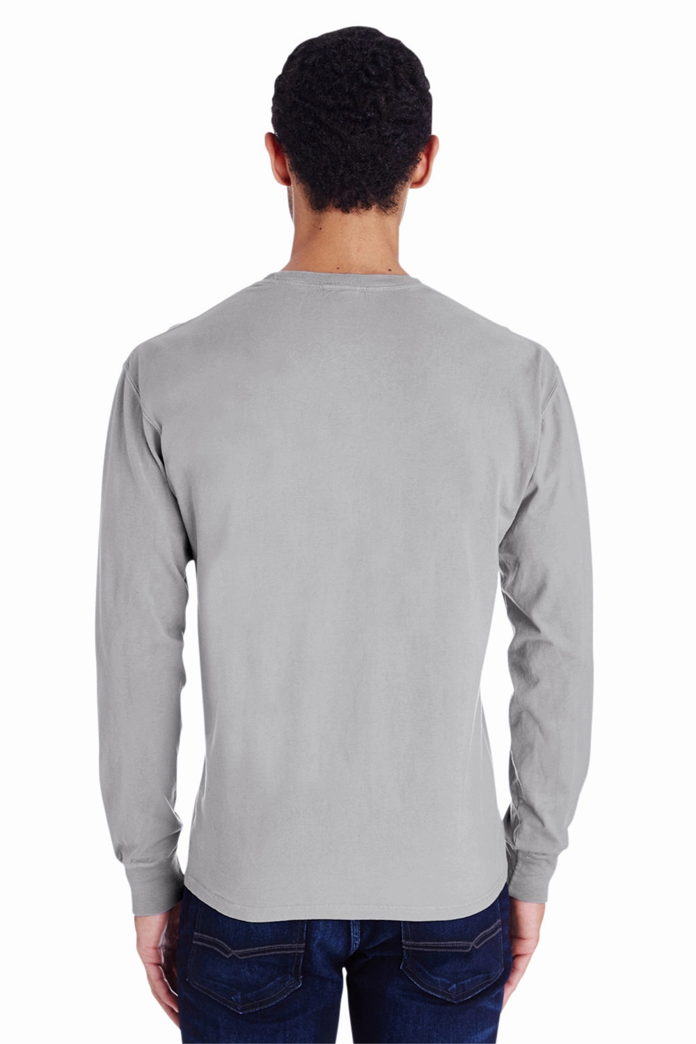 ComfortWash By Hanes Mens Long Sleeve Crewneck T-Shirt w/ Pocket - Concrete Grey