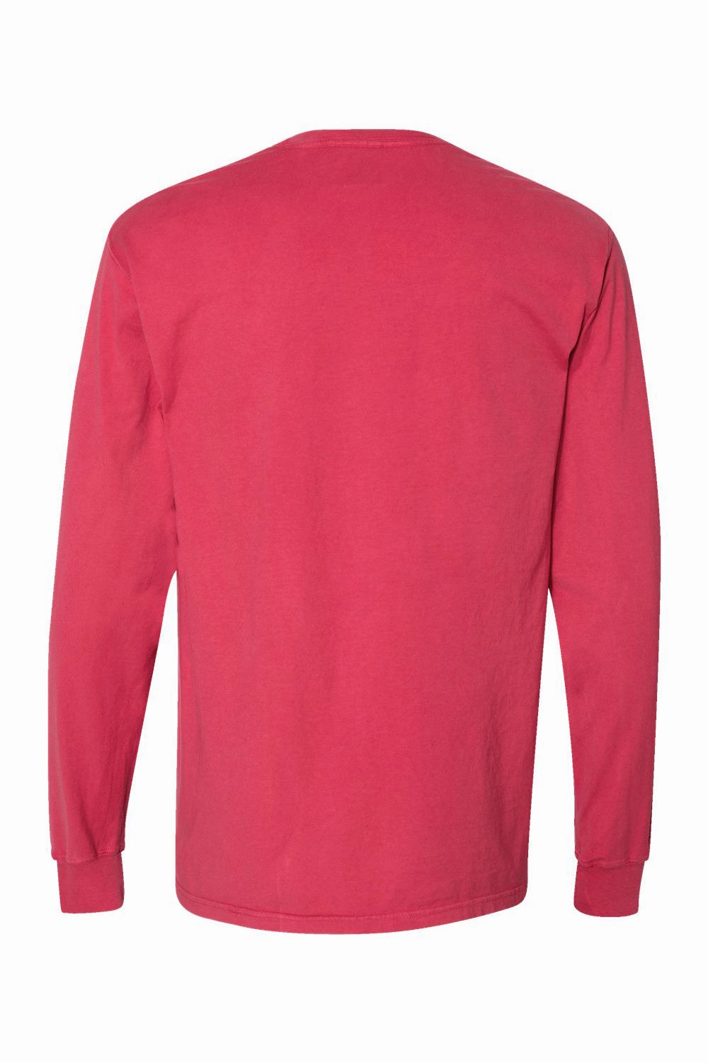 ComfortWash By Hanes Mens Long Sleeve Crewneck T-Shirt w/ Pocket - Crimson Fall