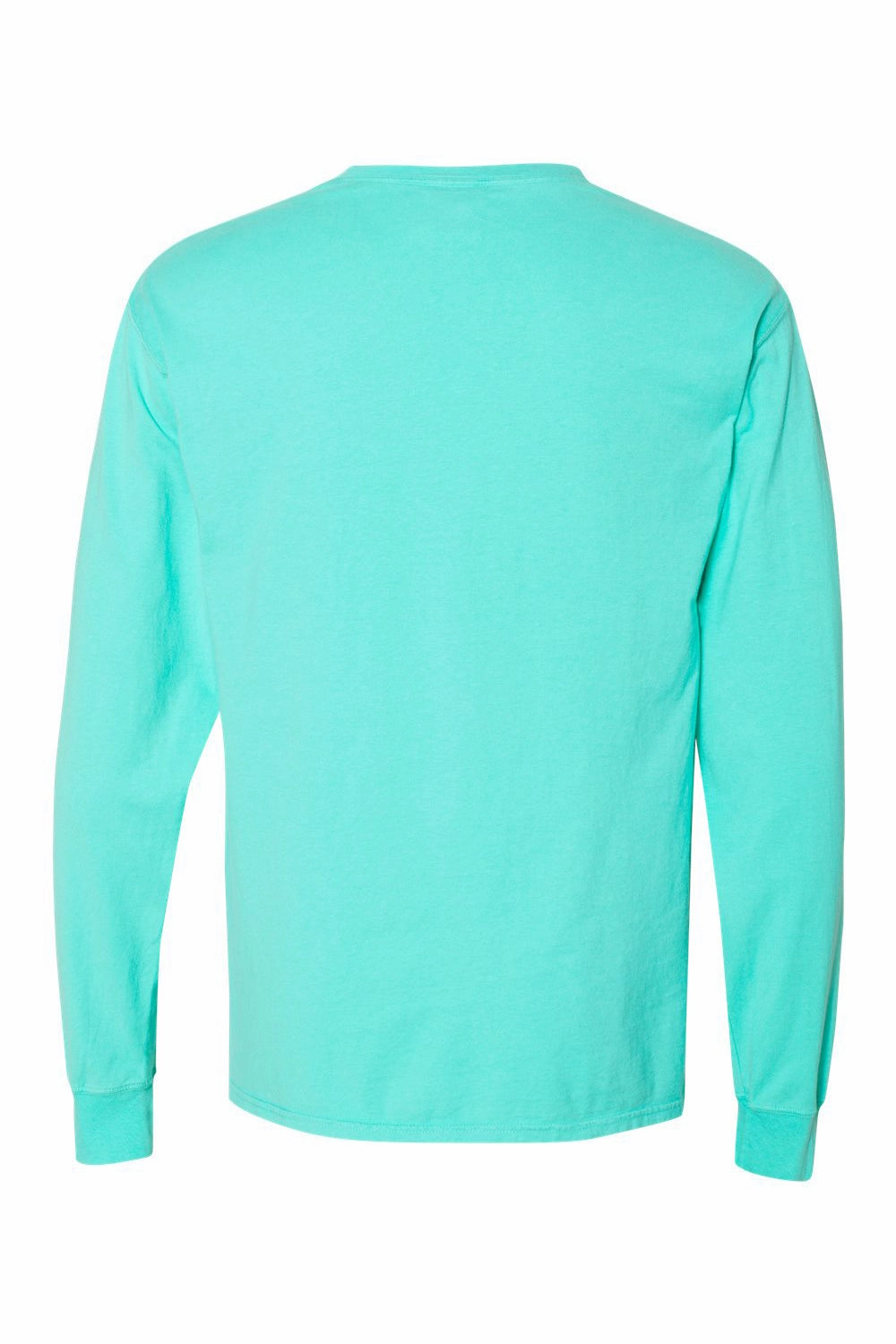 ComfortWash By Hanes Mens Long Sleeve Crewneck T-Shirt w/ Pocket - Mint Green - Closeout