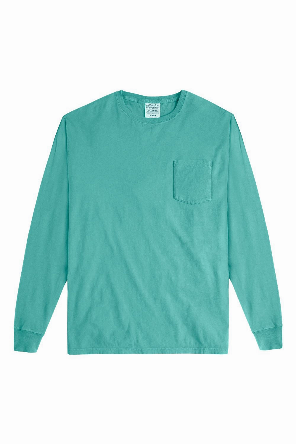 ComfortWash By Hanes Mens Long Sleeve Crewneck T-Shirt w/ Pocket - Spanish Moss Green
