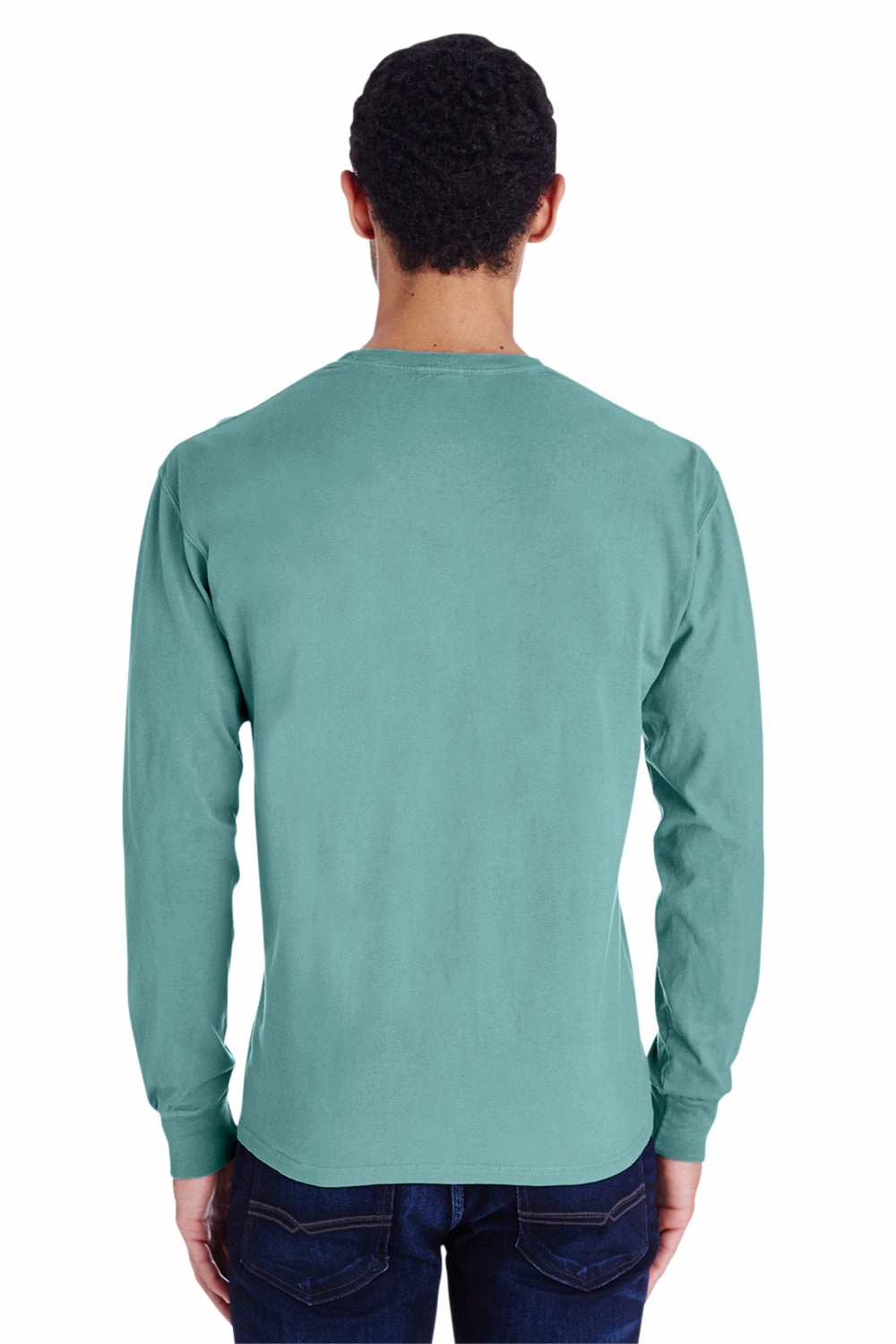 ComfortWash By Hanes Mens Long Sleeve Crewneck T-Shirt w/ Pocket - Spanish Moss Green
