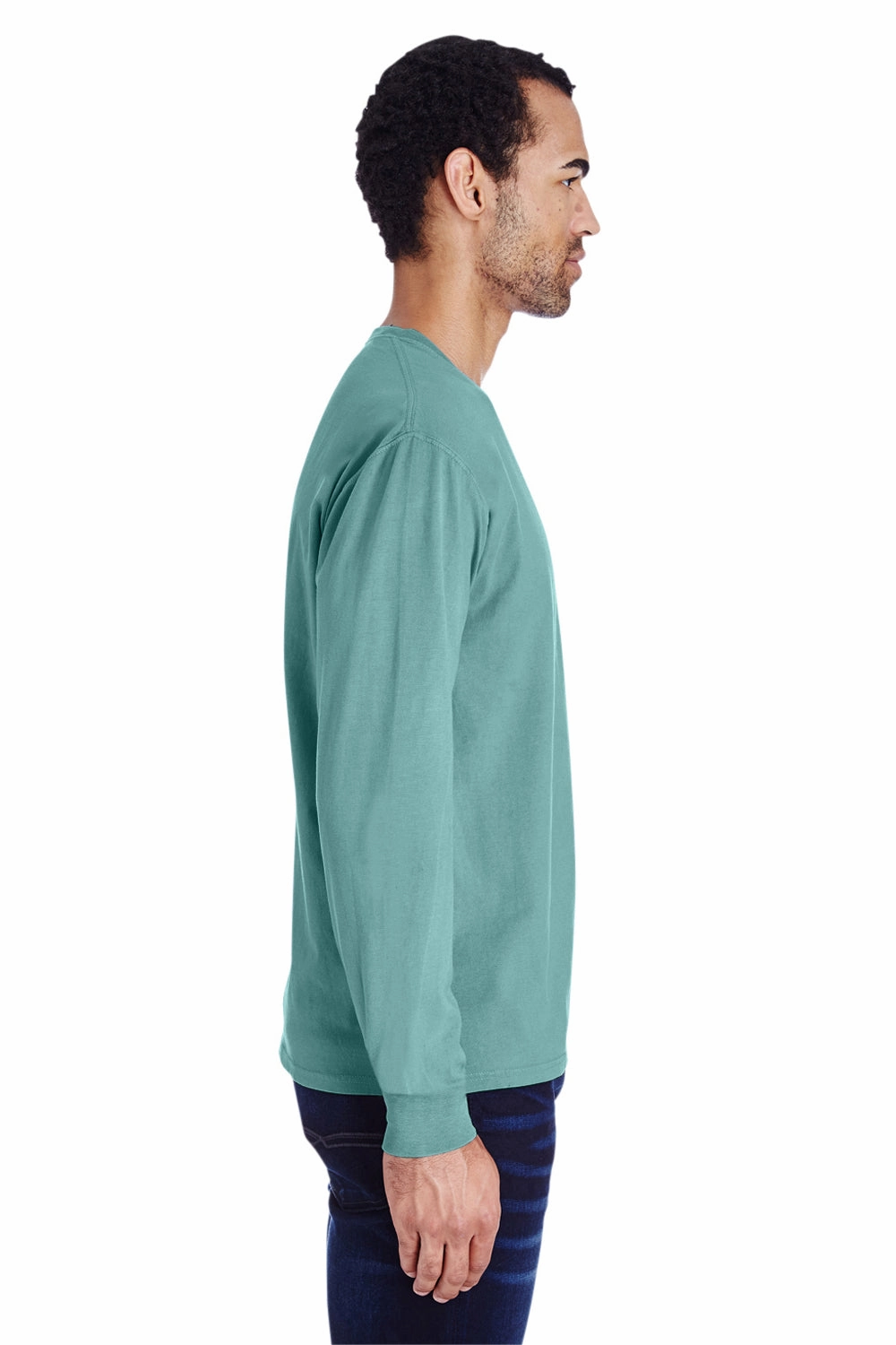 ComfortWash By Hanes Mens Long Sleeve Crewneck T-Shirt w/ Pocket - Spanish Moss Green