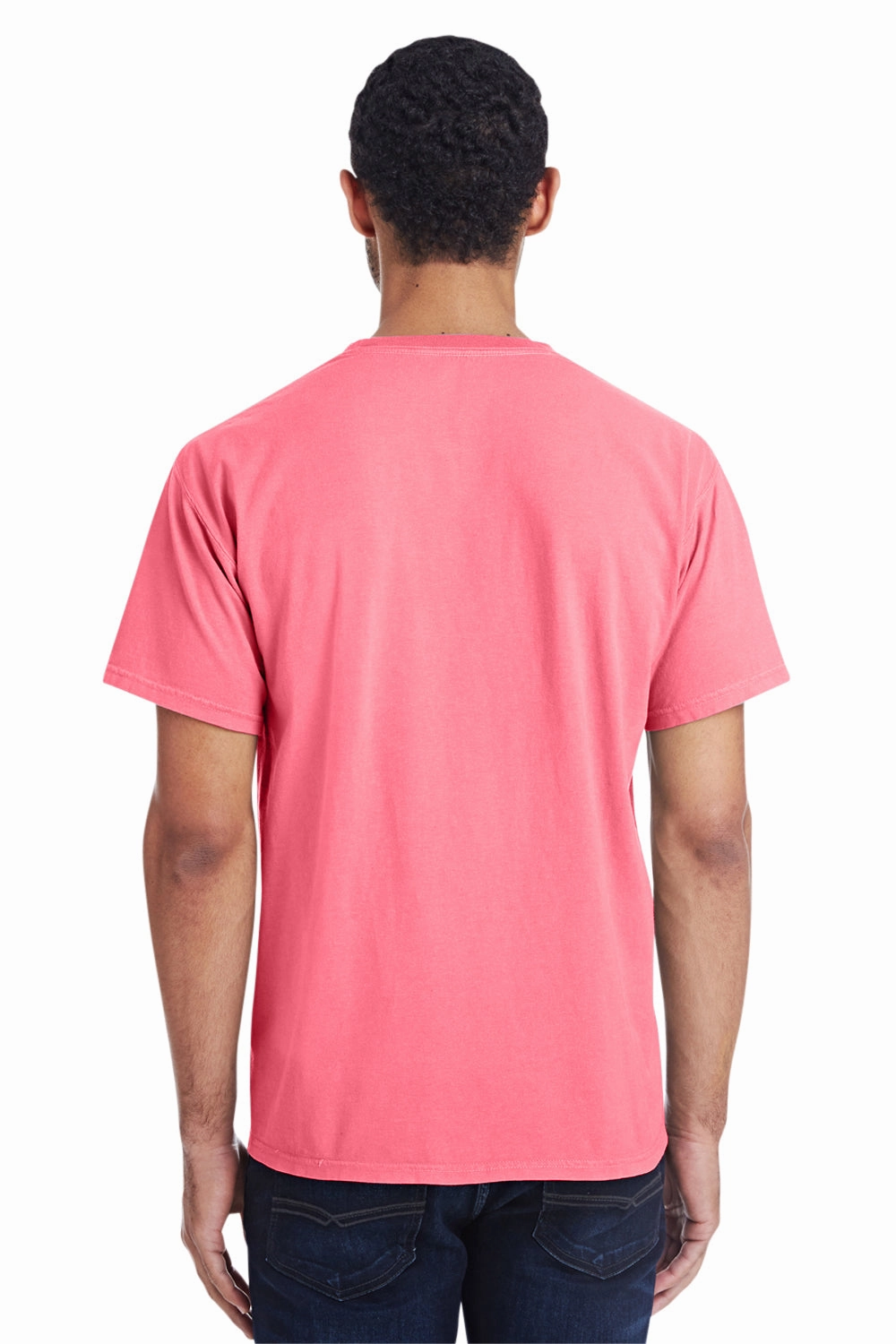 ComfortWash By Hanes Mens Short Sleeve Crewneck T-Shirt w/ Pocket - Coral Craze Pink