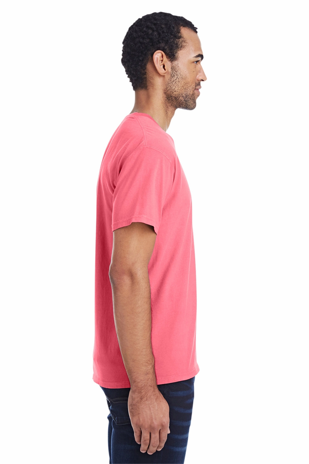 ComfortWash By Hanes Mens Short Sleeve Crewneck T-Shirt w/ Pocket - Coral Craze Pink