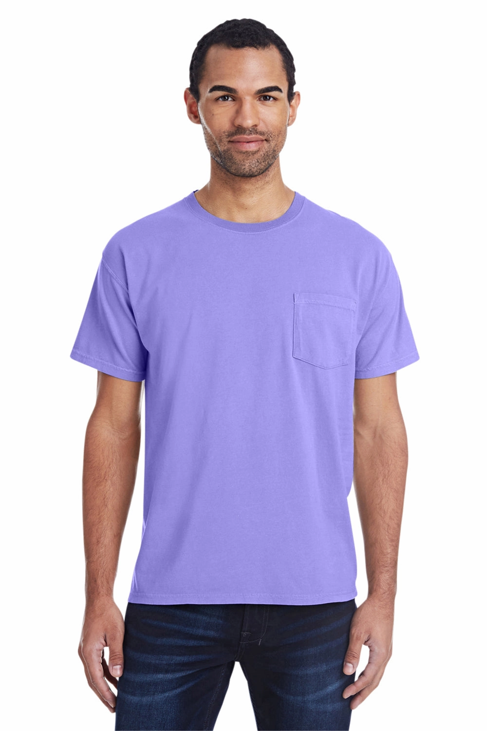 ComfortWash By Hanes Mens Short Sleeve Crewneck T-Shirt w/ Pocket - Lavender Purple