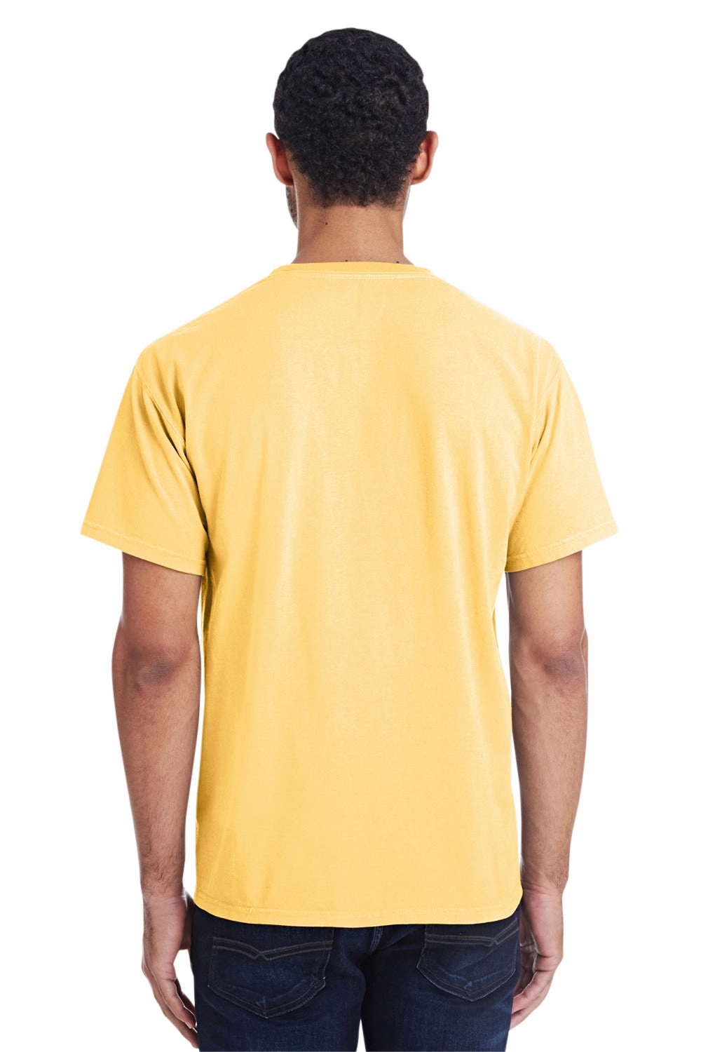 ComfortWash By Hanes Mens Short Sleeve Crewneck T-Shirt w/ Pocket - Summer Squash Yellow