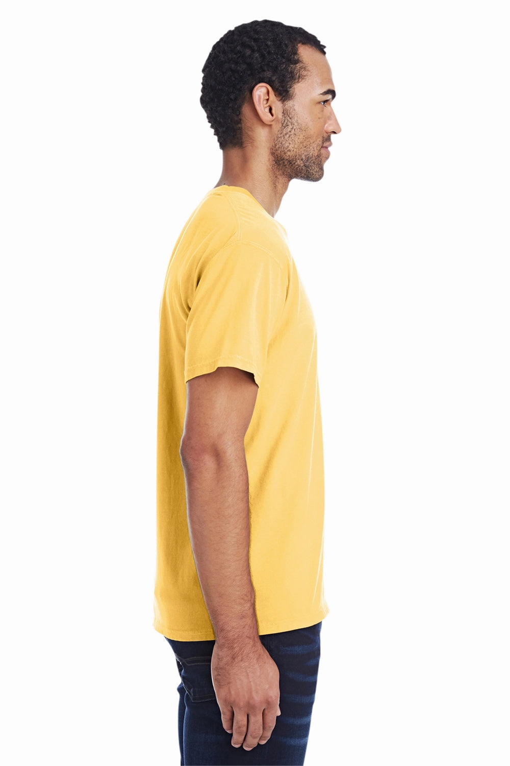 ComfortWash By Hanes Mens Short Sleeve Crewneck T-Shirt w/ Pocket - Summer Squash Yellow