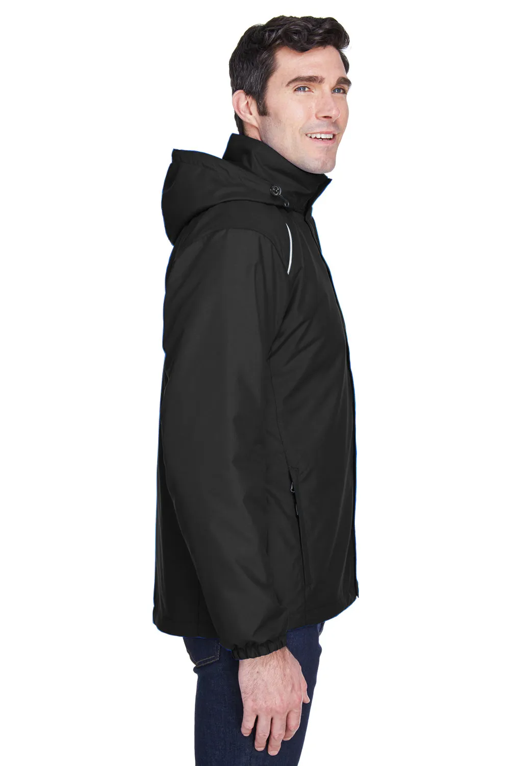 Core 365 Mens Brisk Full Zip Hooded Jacket - Black