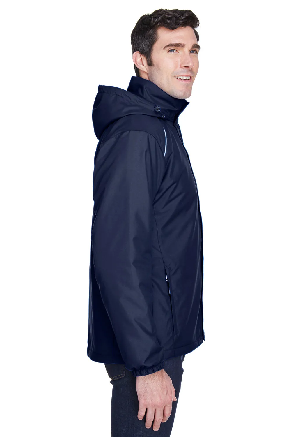 Core 365 Mens Brisk Full Zip Hooded Jacket - Classic Navy Blue