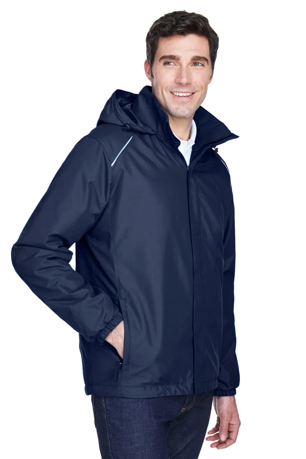 Core 365 Mens Brisk Full Zip Hooded Jacket - Classic Navy Blue