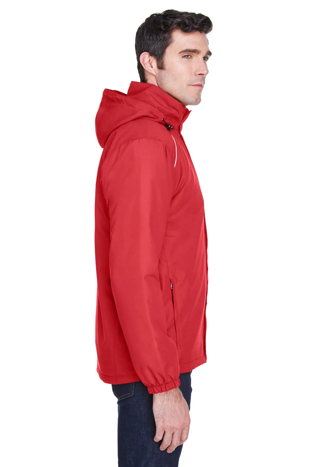 Core 365 Mens Brisk Full Zip Hooded Jacket - Classic Red