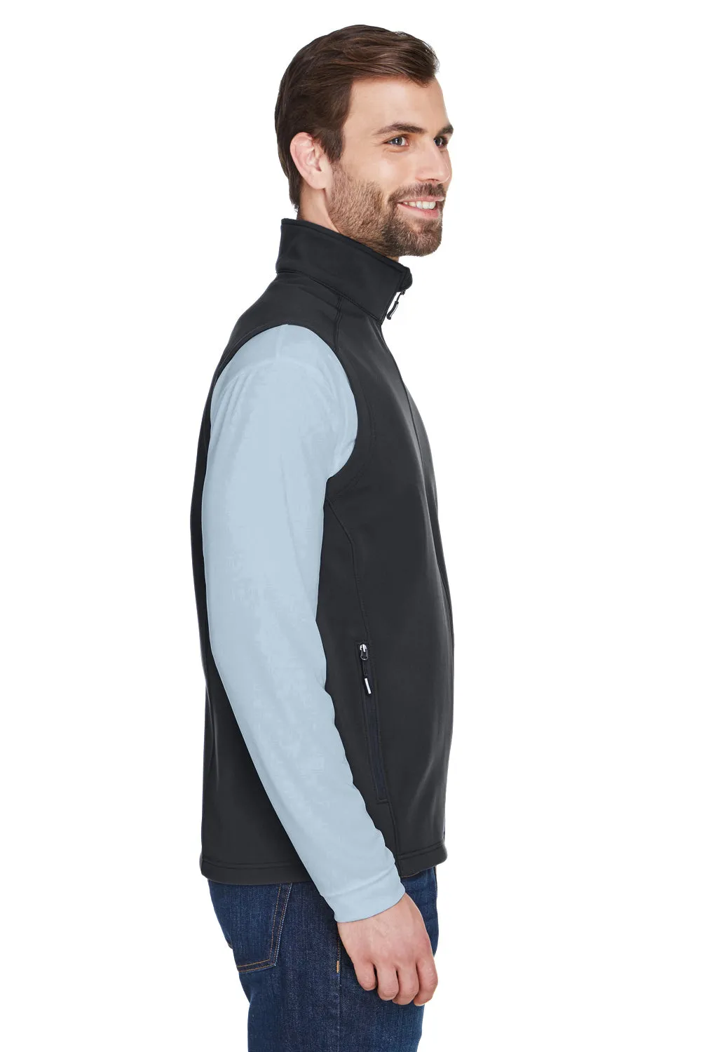 Core 365 Mens Cruise Water Resistant Full Zip Fleece Vest - Black